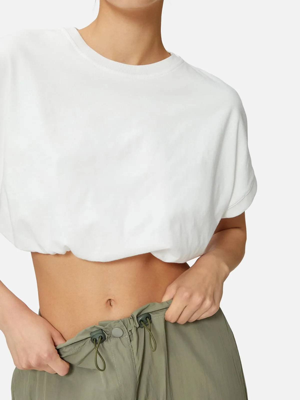 Elastic Waist Cotton Short T-shirt – Image 2